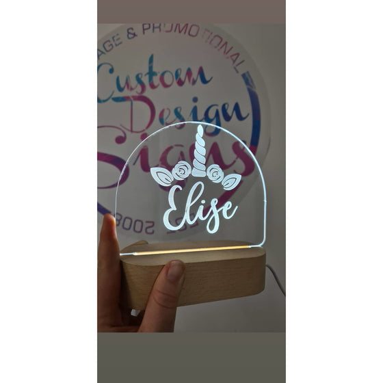 Name Night Light |  Wood Base (RGB Led) - FREE SHIPPING