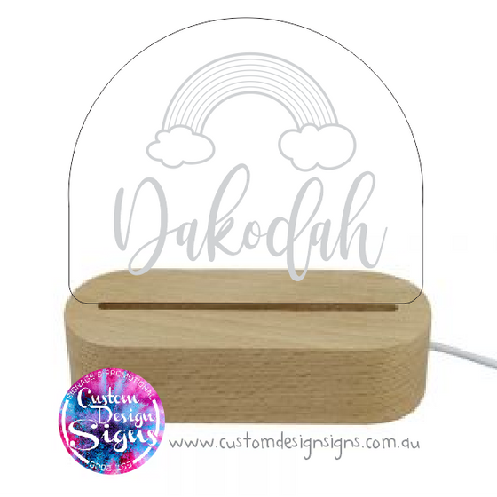 Name Night Light |  Wood Base (White Led) - FREE SHIPPING