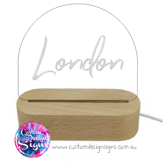 Name Night Light |  Wood Base (White Led) - FREE SHIPPING