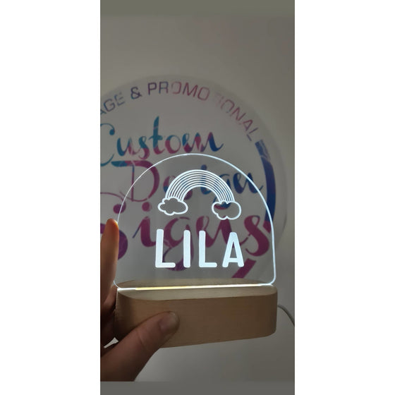 Name Night Light |  Wood Base (White Led) - FREE SHIPPING