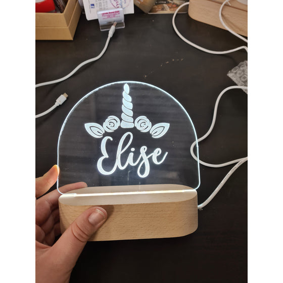 Name Night Light |  Wood Base (White Led) - FREE SHIPPING