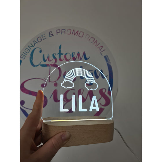 Name Night Light |  Wood Base (White Led) - FREE SHIPPING