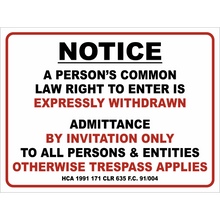  Trespassing Mining Notice Metal Sign 300x400mm - Carlie Rees Custom Designs